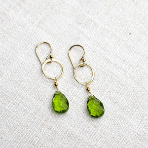 Peridot Ring Gold Earrings