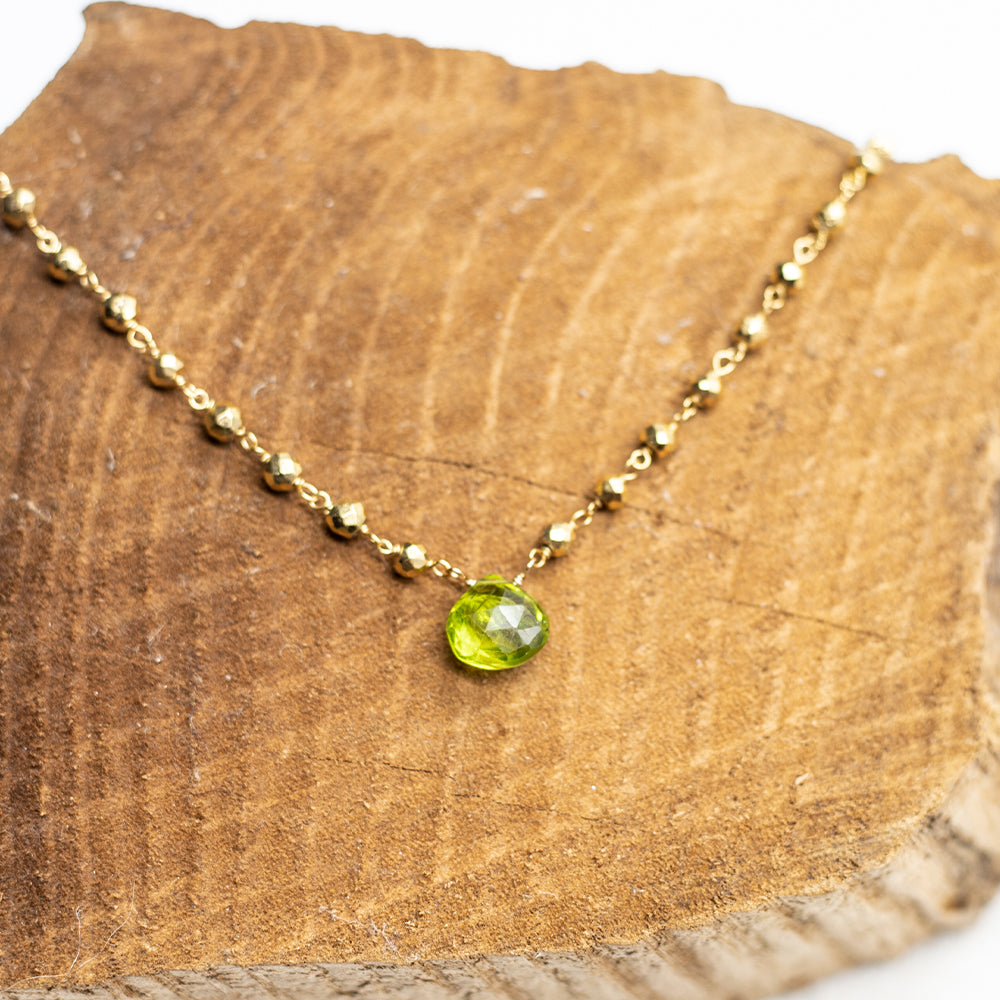 Peridot Waterfall Gold Necklace