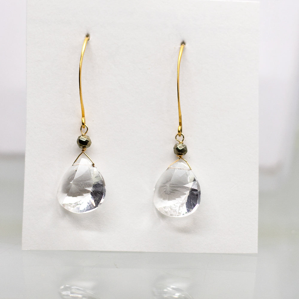 
                
                    Load image into Gallery viewer, Quartz XL Droplet Gold Earrings
                
            