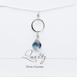 Blue Quartz Ring Silver Necklace
