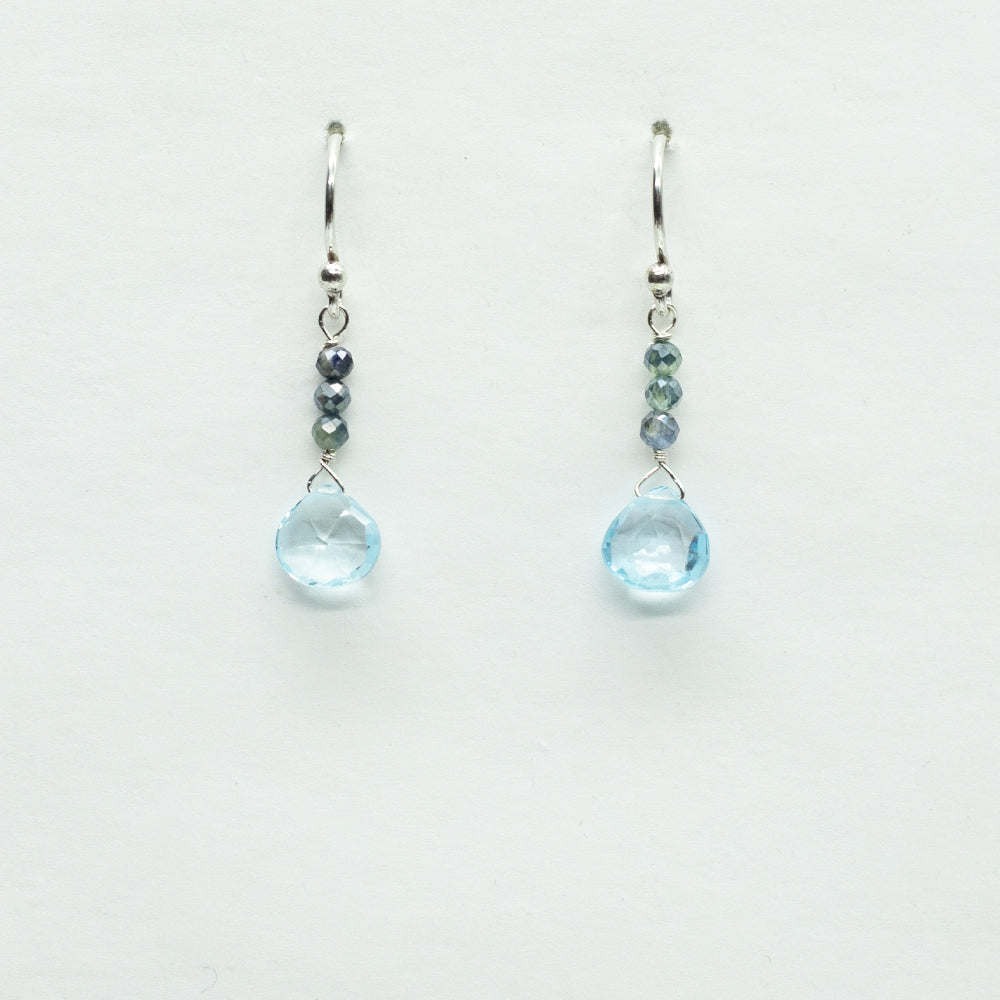 
                
                    Load image into Gallery viewer, Aquamarine &amp;amp; Sapphire Raindrop Earrings
                
            