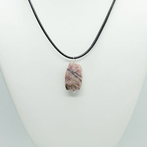 
                
                    Load image into Gallery viewer, Rhodonite Nugget Leather Necklace
                
            