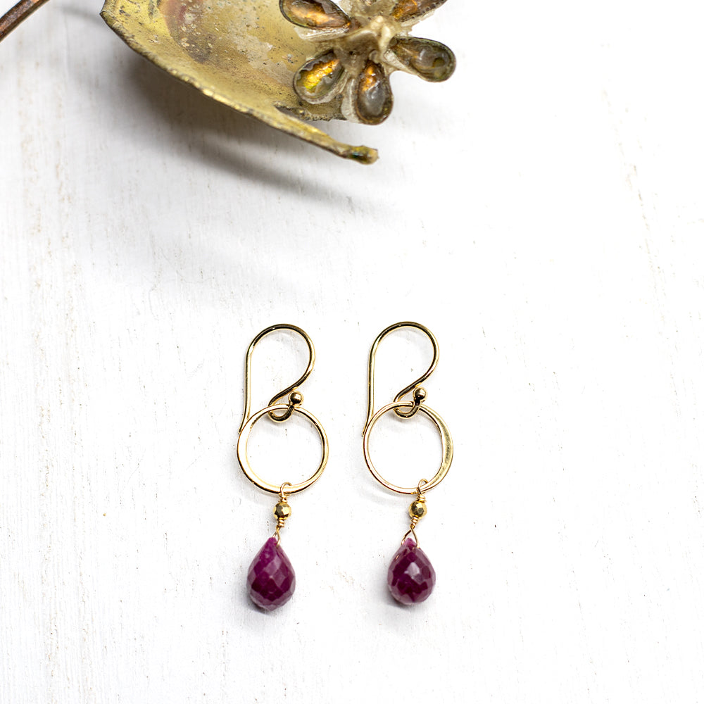 Ruby Ring Gold Earrings