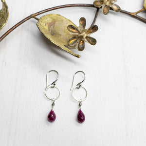Ruby Ring Silver Earrings