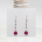 Ruby Waterfall Silver Earrings