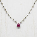 Ruby Waterfall Silver Necklace