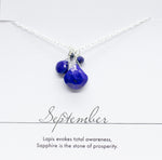September Silver Birthstone Necklace