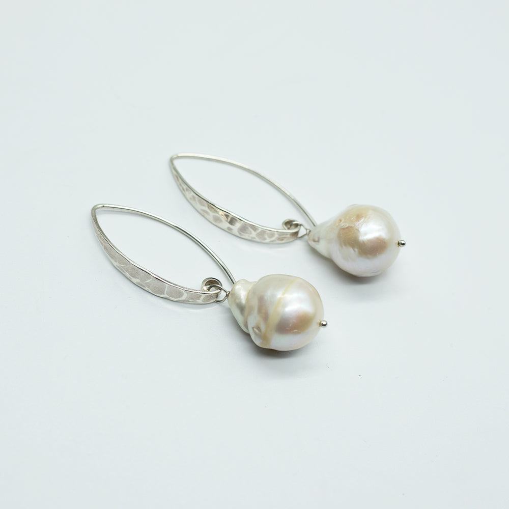 Baroque Silver Pearl Earrings