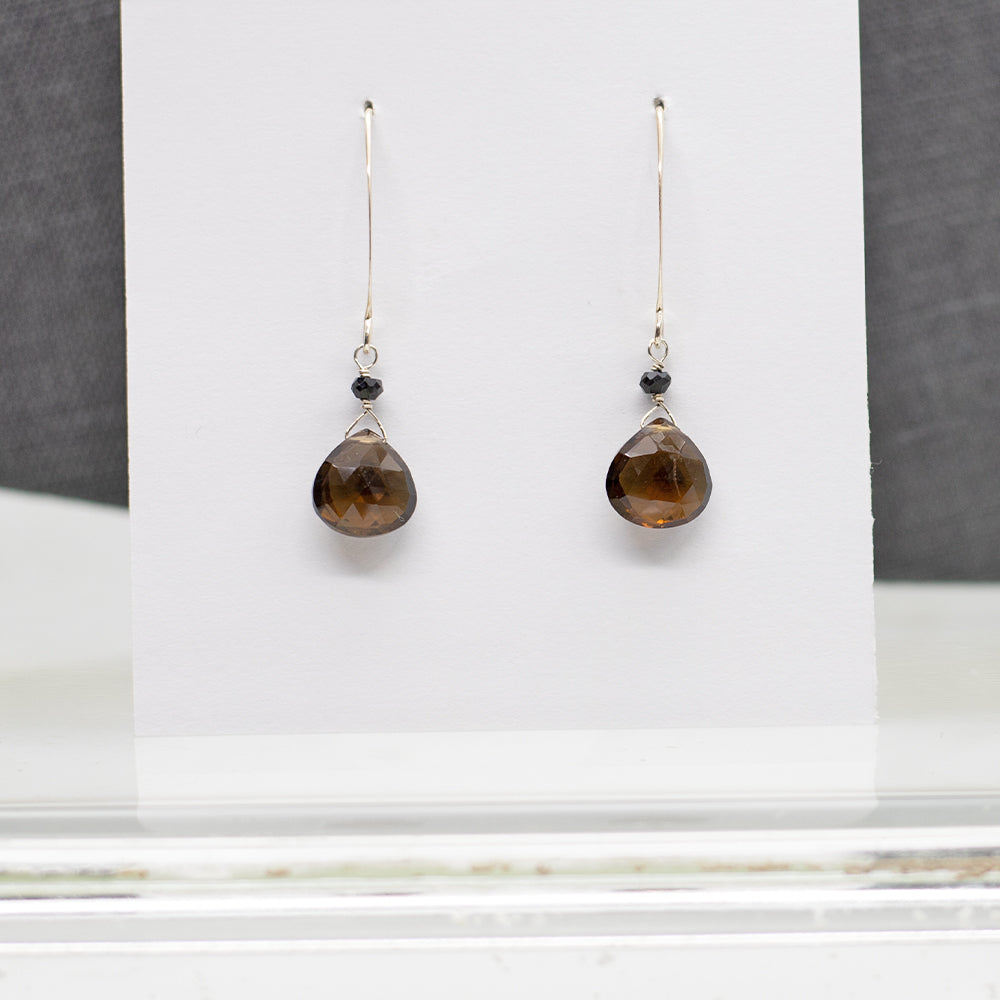 
                
                    Load image into Gallery viewer, Smoky Quartz Droplet Earrings
                
            