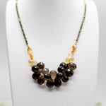 Smoky Quartz & Citrine Cluster Gold Necklace