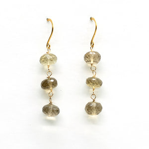 Smoky Quartz 3 Stone Earrings