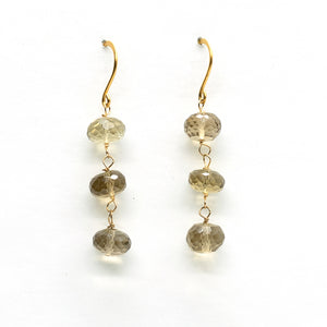 
                
                    Load image into Gallery viewer, Smoky Quartz 3 Stone Earrings
                
            