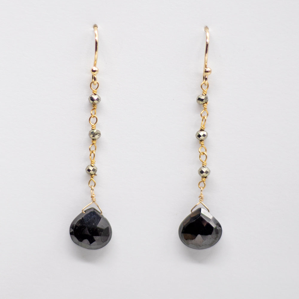 Black Spinel Waterfall Earrings