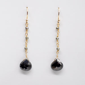 
                
                    Load image into Gallery viewer, Black Spinel Waterfall Earrings
                
            