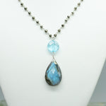 Labradorite Teardrop & Blue Quartz Waterfall Necklace