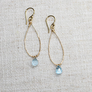 
                
                    Load image into Gallery viewer, Blue Topaz Linden Gold Earrings
                
            