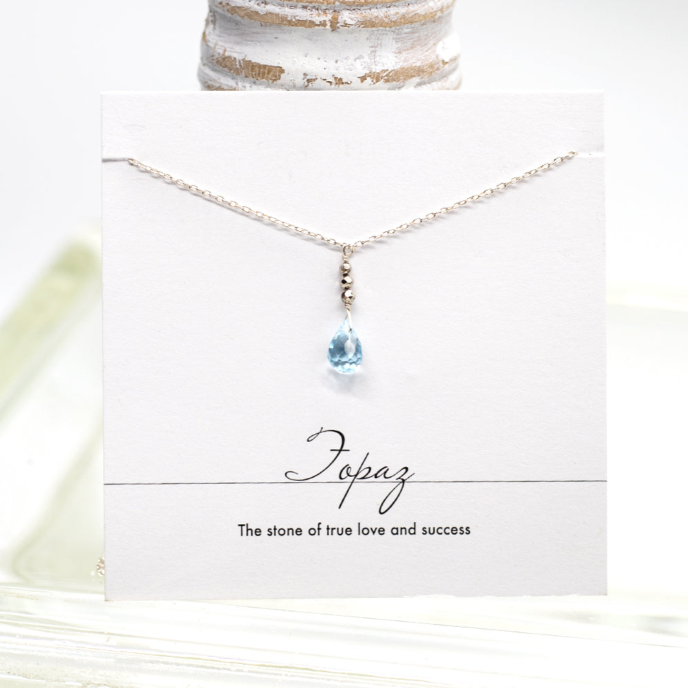Topaz Raindrop Silver Necklace