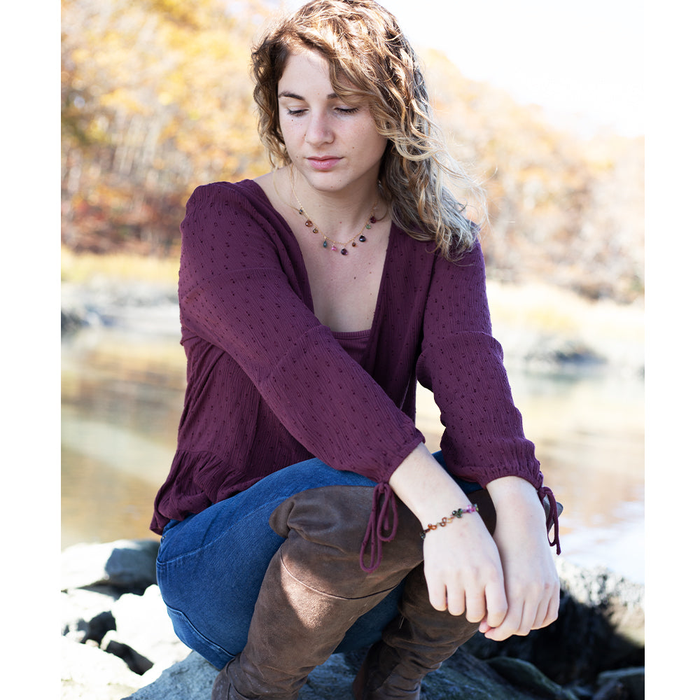 Model with Tourmaline Charm Necklace