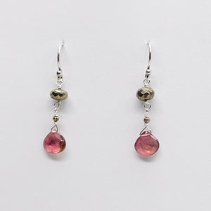 
                
                    Load image into Gallery viewer, Tourmaline &amp;amp; Pyrite Earrings
                
            