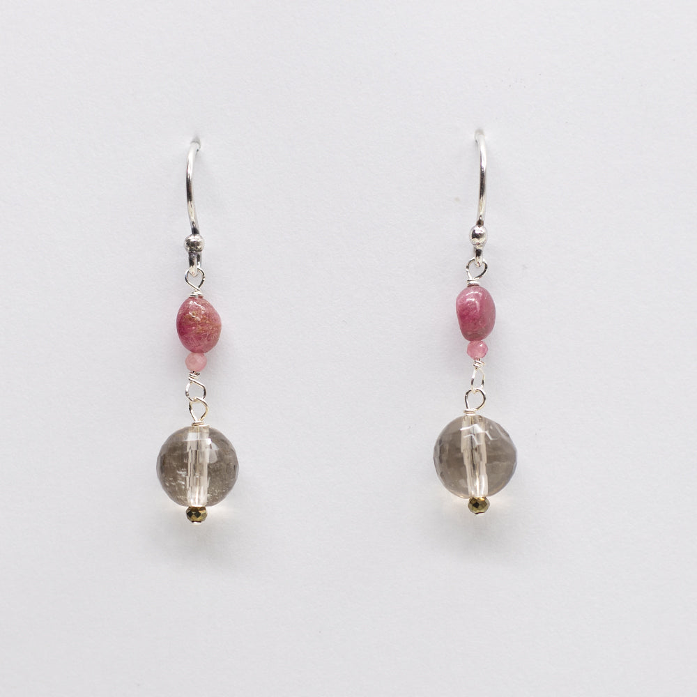 
                
                    Load image into Gallery viewer, Tourmaline &amp;amp; Smoky Quartz Earrings
                
            