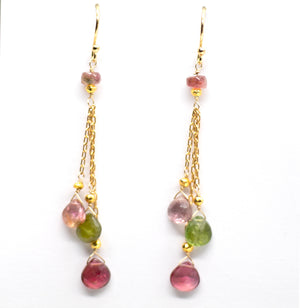 Rainbow Tourmaline Tassel Earrings
