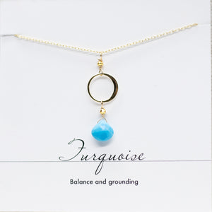Turquoise  Ring Gold Necklace