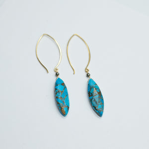 Blue Copper Turquoise Oval Earrings