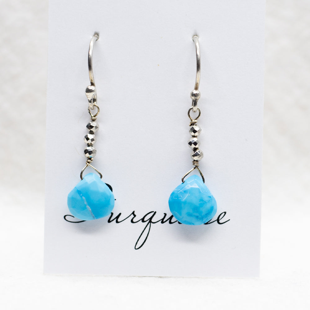 
                
                    Load image into Gallery viewer, Turquoise Silver Raindrop Earrings
                
            