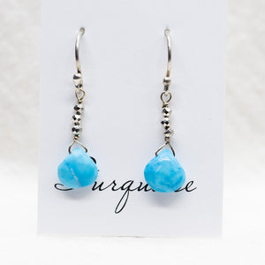 Turquoise Silver Raindrop Earrings