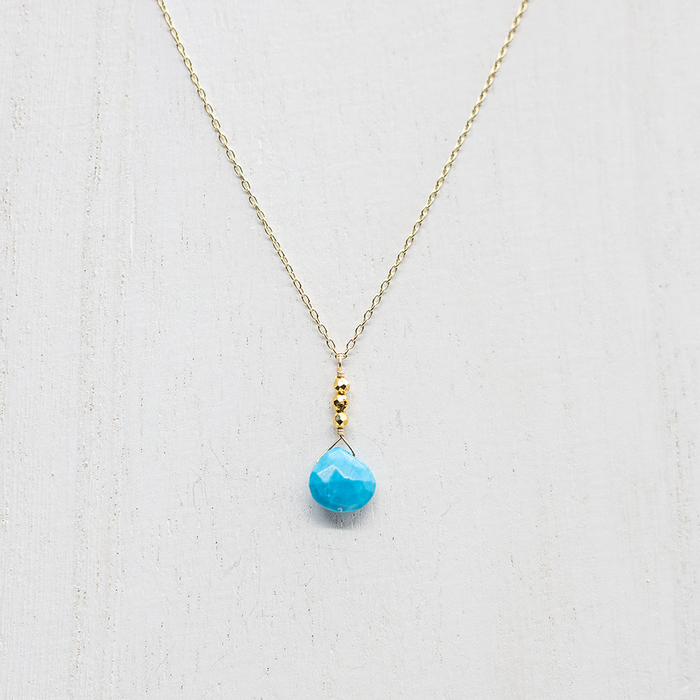 Turquoise Raindrop Gold Necklace
