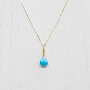Turquoise Raindrop Gold Necklace
