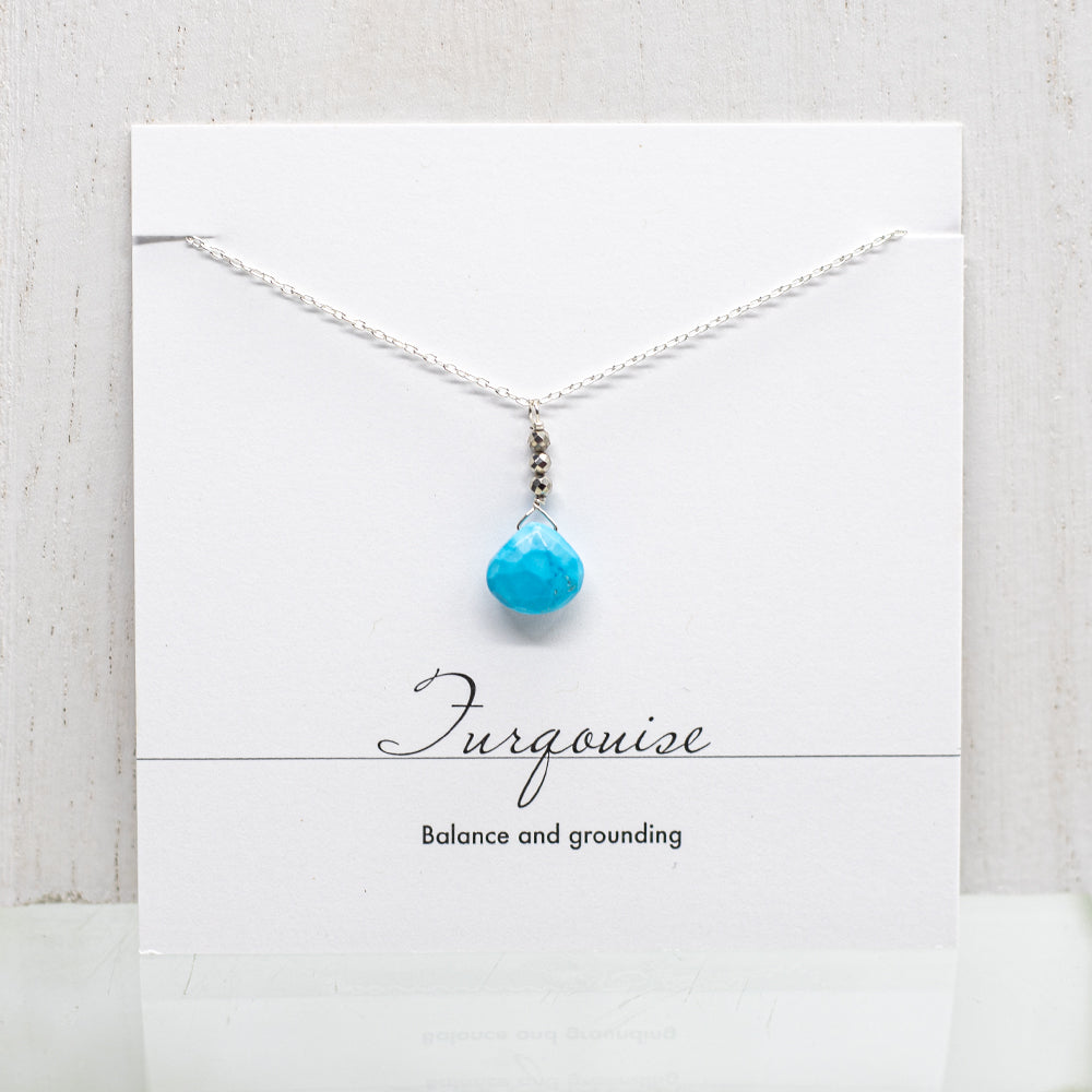 Turquoise Raindrop Silver Necklace