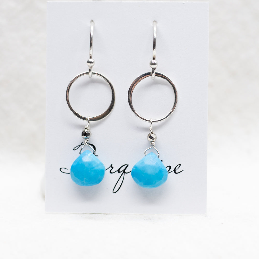 Turquoise Ring Silver Earrings