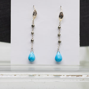 Turquoise Waterfall Silver Earrings