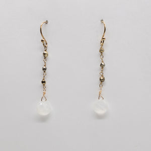 
                
                    Load image into Gallery viewer, Moonstone Waterfall Gold Earrings
                
            