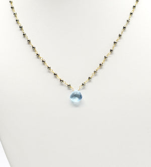 Aquamarine Waterfall Gold Necklace