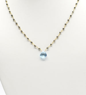 
                
                    Load image into Gallery viewer, Aquamarine Waterfall Gold Necklace
                
            