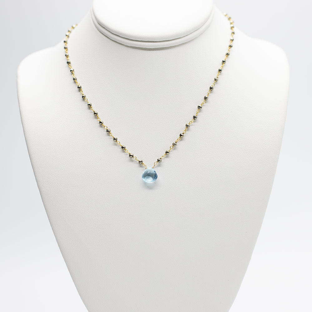 Aquamarine Waterfall Gold Necklace