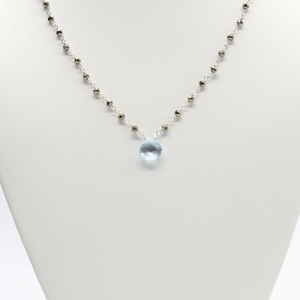 Aquamarine Waterfall Silver Necklace