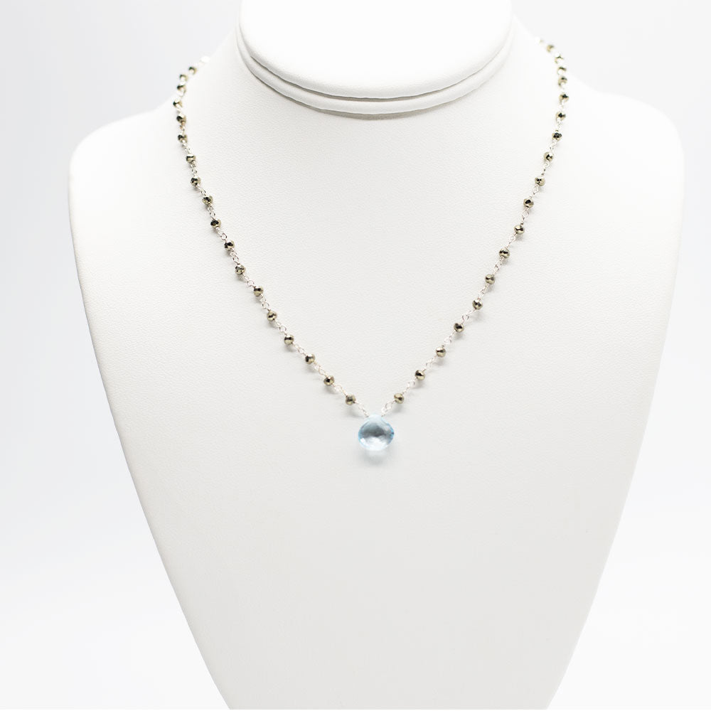 
                
                    Load image into Gallery viewer, Aquamarine Waterfall Silver Necklace
                
            