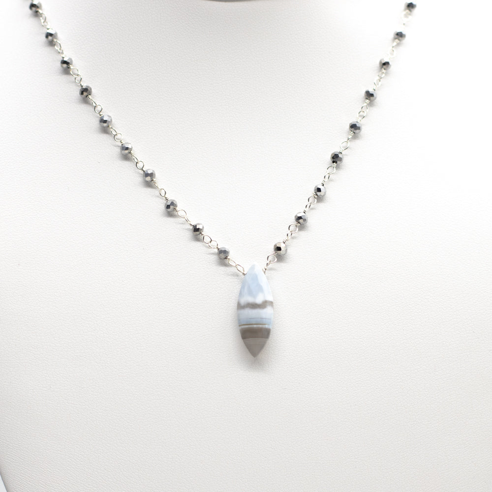 Boulder Opal Waterfall Silver Necklace