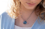 Blue Quartz Large Waterfall Gold-filled Necklace