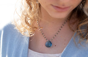 Blue Quartz Large Waterfall Gold-filled Necklace