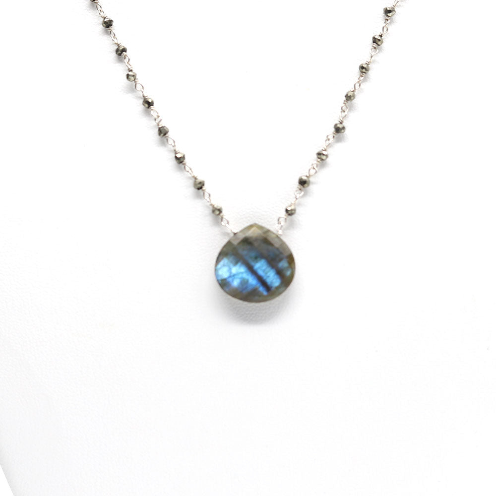 Labradorite XL Waterfall Silver Necklace